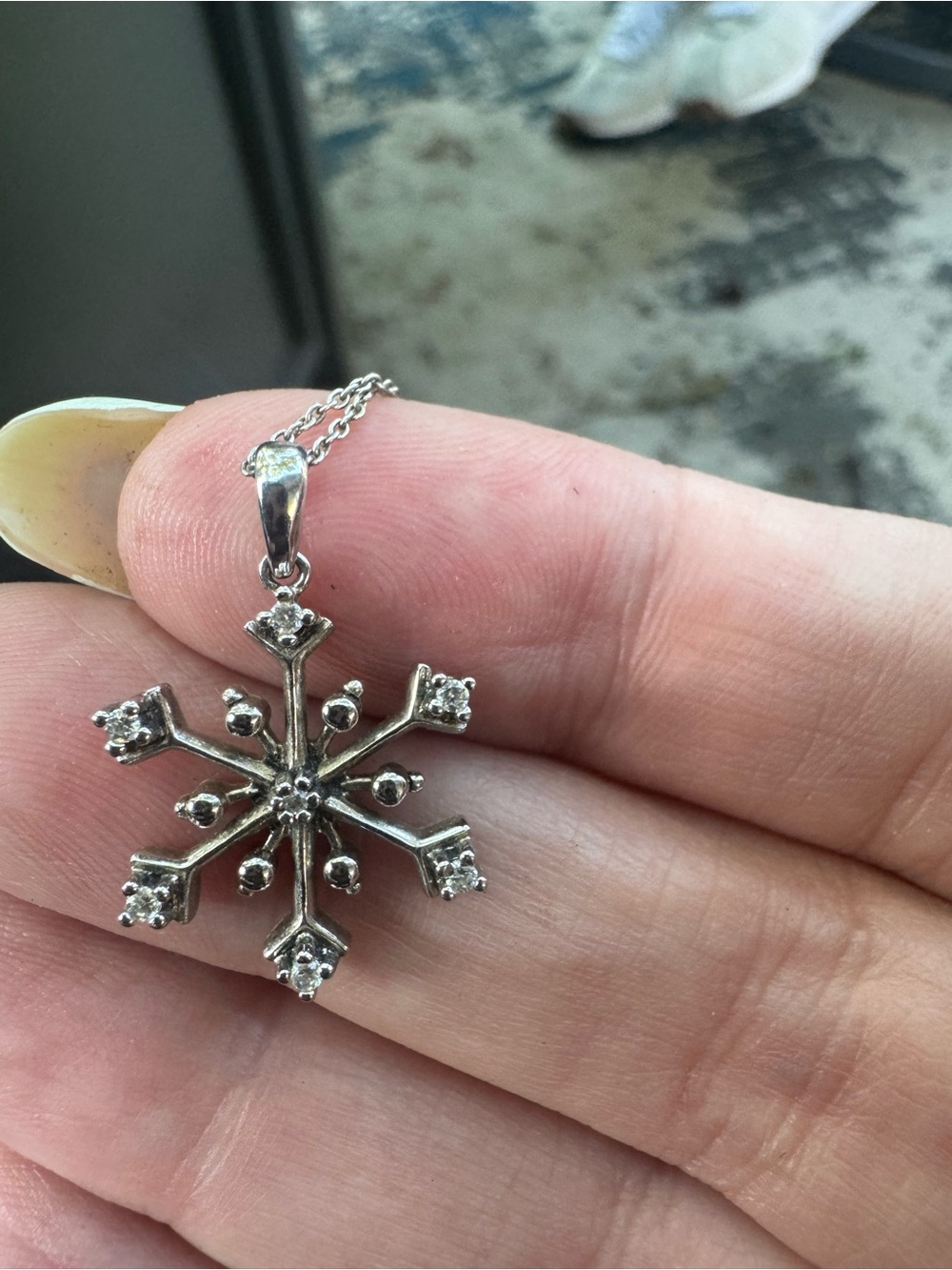 Sterling Snowflake Pendant Necklace - Silver Holiday Accent